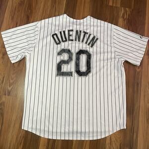 Majestic Carlos Quentin #20 MLB Chicago White Sox Pinstripe Button Up Jersey
